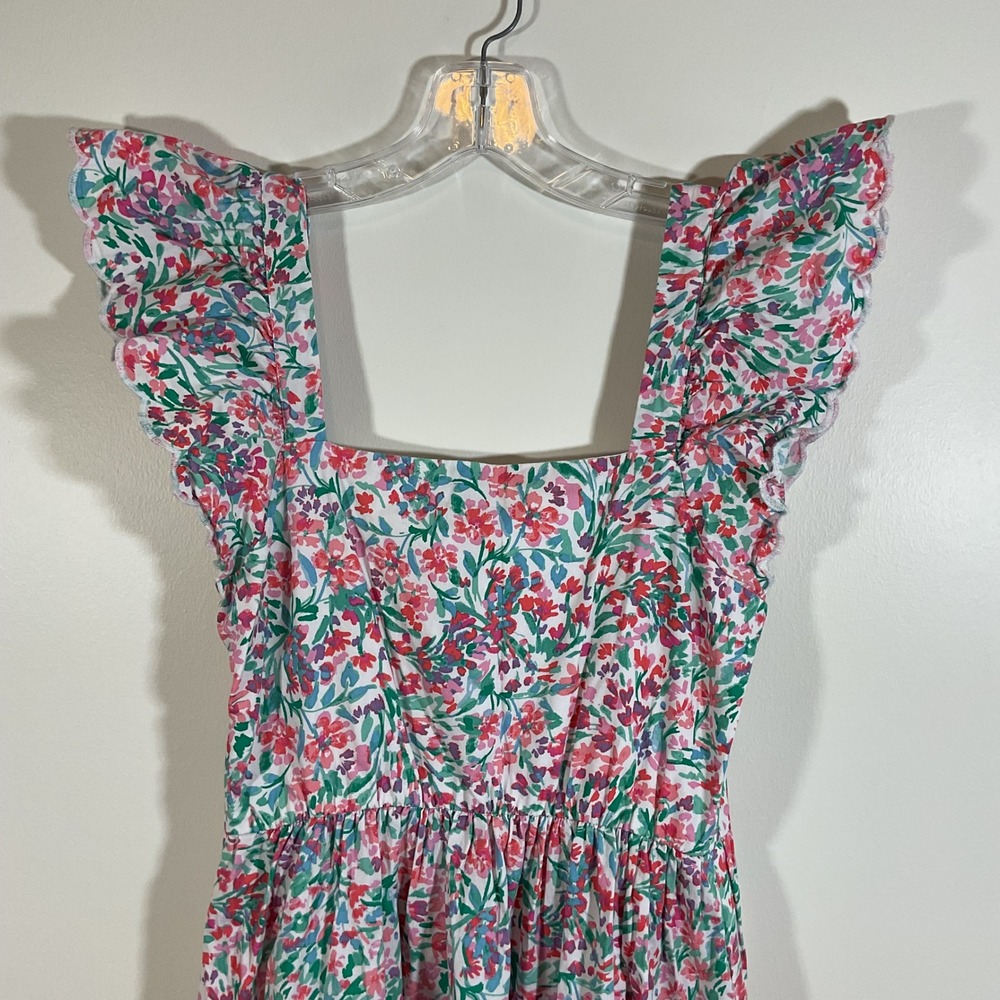 J.Crew Floral Flutter Sleeve Midi Dress Women 4 Square Neck Cottagecore Feminine - Picture 11 of 16